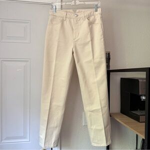 NWT‎ SPRWMN cream ivory cotton cropped canvas denim straight leg pants jeans